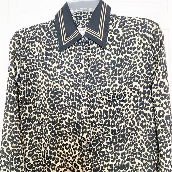Equipment Women's Leopard Animal Print Bradner Shirt in Natural Multi Size - XS - Picture 12 of 13